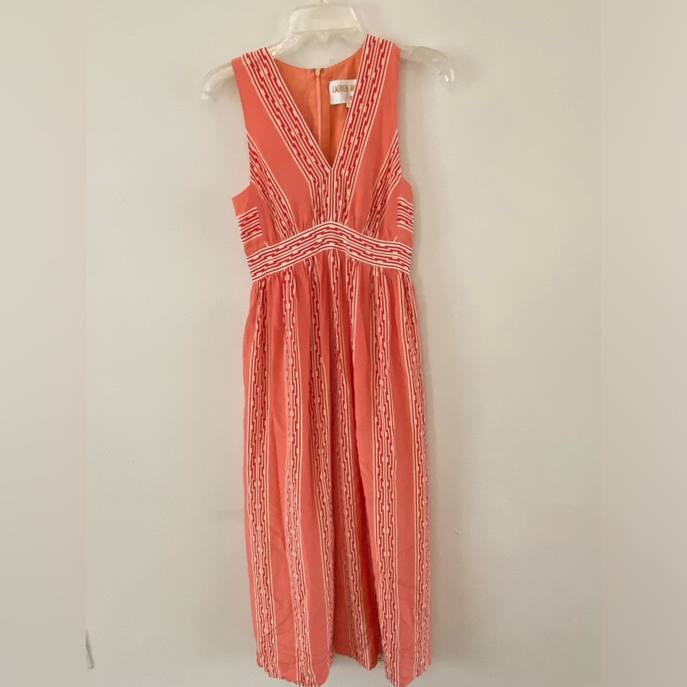 Anthropologie Lauren Moffat coral Silk dress